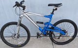 2004 M Haro Extreme X1 Silver / Royal Blue Mountain MTB Bike Bicycle Full Suspension 6061 Alloy Shimano Alivio Rapid Fire Marzocchi MZ Comp Fork Rims