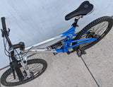 2004 M Haro Extreme X1 Silver / Royal Blue Mountain MTB Bike Bicycle Full Suspension 6061 Alloy Shimano Alivio Rapid Fire Marzocchi MZ Comp Fork Rims