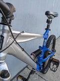 2004 M Haro Extreme X1 Silver / Royal Blue Mountain MTB Bike Bicycle Full Suspension 6061 Alloy Shimano Alivio Rapid Fire Marzocchi MZ Comp Fork Rims