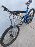 2004 M Haro Extreme X1 Silver / Royal Blue Mountain MTB Bike Bicycle Full Suspension 6061 Alloy Shimano Alivio Rapid Fire Marzocchi MZ Comp Fork Rims