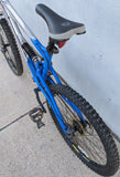2004 M Haro Extreme X1 Silver / Royal Blue Mountain MTB Bike Bicycle Full Suspension 6061 Alloy Shimano Alivio Rapid Fire Marzocchi MZ Comp Fork Rims