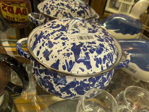 GOLDEN RABBIT Pot 2.5 Quart Blue/White "Cobalt Swirl" Enamelware