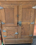 1919 3 Door Antique Solid Oak Wooden Ice Box Cabinet Vintage Icebox Chest Wood Refrigerator