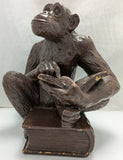 13" Monkey Book Statue Darwin Origin of Species Figure Statue