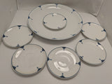 11pcs Blue Art Deco Favorite Bavaria Dishes Geometric Pattern