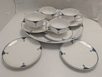 11pcs Blue Art Deco Favorite Bavaria Dishes Geometric Pattern