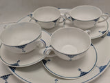 11pcs Blue Art Deco Favorite Bavaria Dishes Geometric Pattern