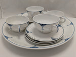 11pcs Blue Art Deco Favorite Bavaria Dishes Geometric Pattern