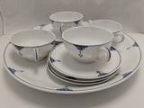 11pcs Blue Art Deco Favorite Bavaria Dishes Geometric Pattern
