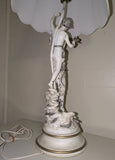 L&F Moreau Table Lamp Art Nouveau Cast Metal Spelter French Figural Dancing