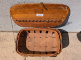 18" Rare Reinforced Wov-N-Wood Jerywil Picnic Basket Removable Tray Vintage 2-handle Hinged Lid