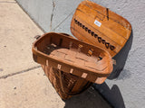 18" Rare Reinforced Wov-N-Wood Jerywil Picnic Basket Removable Tray Vintage 2-handle Hinged Lid