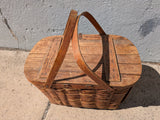 18" Rare Reinforced Wov-N-Wood Jerywil Picnic Basket Removable Tray Vintage 2-handle Hinged Lid