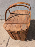 18" Rare Reinforced Wov-N-Wood Jerywil Picnic Basket Removable Tray Vintage 2-handle Hinged Lid