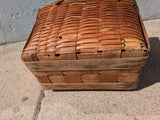 18" Rare Reinforced Wov-N-Wood Jerywil Picnic Basket Removable Tray Vintage 2-handle Hinged Lid