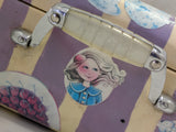 Mary Engelbreit Vintage Wheary Suitcase Lucite Handle Art Deco Chrome 1940s Luggage Decor