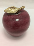 Red Rock Apple Paperweight Metal Stem Leaf