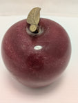 Red Rock Apple Paperweight Metal Stem Leaf