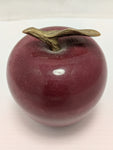 Red Rock Apple Paperweight Metal Stem Leaf