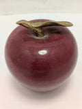 Red Rock Apple Paperweight Metal Stem Leaf