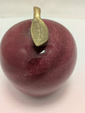 Red Rock Apple Paperweight Metal Stem Leaf