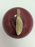 Red Rock Apple Paperweight Metal Stem Leaf