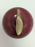 Red Rock Apple Paperweight Metal Stem Leaf