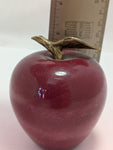 Red Rock Apple Paperweight Metal Stem Leaf