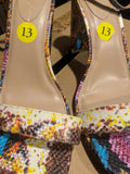 New 13 Madden Girl Multicolored Snake Print High Heels Heel Shoes Multi Color Ankle Strap Peep Open Toe Beella