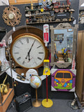 OVERVIEW BOOTH 88 1960s Large Wall Clock Roman Numerals Round Gold Trim Home Decor