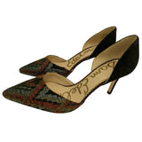 7.5 Sam Edelman Telsa Pump D'orsay Shoes Cranberry Multicolor High Heels Pointed Toe Leather Sole