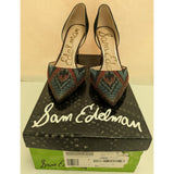 7.5 Sam Edelman Telsa Pump D'orsay Shoes Cranberry Multicolor High Heels Pointed Toe Leather Sole