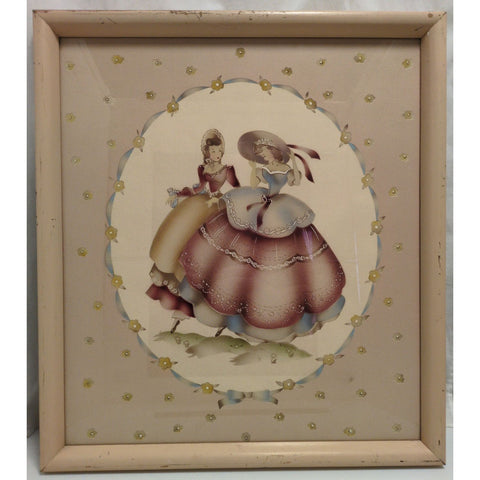19X17" 1942 TERONE Victorian Women Framed Print BAP Lady Pastel Hand Colored Beautytone Ladies