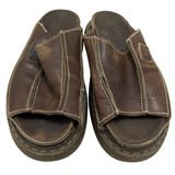 Arizona Jean Co AS-IS W9 M8 Y2K Vintage 90s Brown Leather Chunky Slide Sandals Slip-On Garden Work