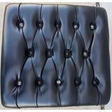 Chromcraft Pedestal Ottoman Mid Century Tufted Black Vintage Leather Chrome Aluminum Base Stool MCM
