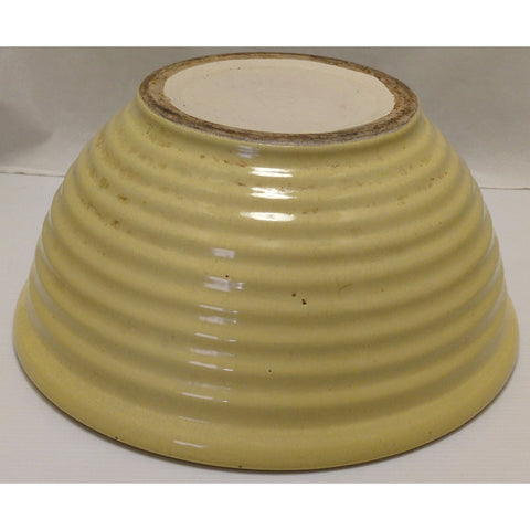 1930s Huge 13"X6" Yellow PFALTZGRAFF YORK PA Mixing Bowl Bread Dough Pottery Ribbed Beehive