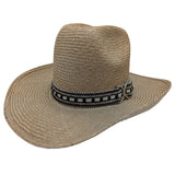 7.5 Bailey U-Rollit Straw New West Western Cowboy Hat Braided Accent Vintage 70s