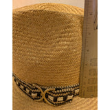 7.5 Bailey U-Rollit Straw New West Western Cowboy Hat Braided Accent Vintage 70s