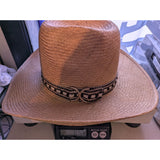 7.5 Bailey U-Rollit Straw New West Western Cowboy Hat Braided Accent Vintage 70s