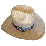 7.5 Bailey U-Rollit Straw New West Western Cowboy Hat Braided Accent Vintage 70s
