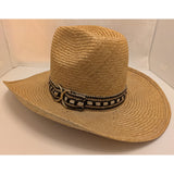 7.5 Bailey U-Rollit Straw New West Western Cowboy Hat Braided Accent Vintage 70s