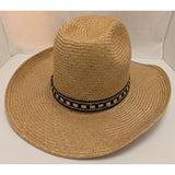 7.5 Bailey U-Rollit Straw New West Western Cowboy Hat Braided Accent Vintage 70s