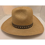 7.5 Bailey U-Rollit Straw New West Western Cowboy Hat Braided Accent Vintage 70s