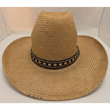 7.5 Bailey U-Rollit Straw New West Western Cowboy Hat Braided Accent Vintage 70s