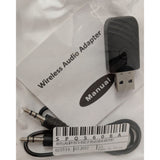 Wireless Audio Adapter USB Bluetooth 5.0 Dongle With 3.5mm Cable Manual Black Plastic