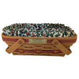 12" 1996 Holiday Cheer Longaberger Basket Christmas Collection Holly Fabric Liner Protector
