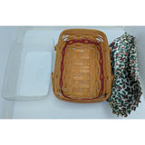 12" 1996 Holiday Cheer Longaberger Basket Christmas Collection Holly Fabric Liner Protector