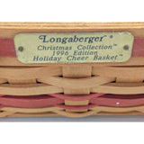 12" 1996 Holiday Cheer Longaberger Basket Christmas Collection Holly Fabric Liner Protector