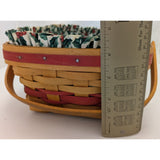 12" 1996 Holiday Cheer Longaberger Basket Christmas Collection Holly Fabric Liner Protector