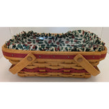 12" 1996 Holiday Cheer Longaberger Basket Christmas Collection Holly Fabric Liner Protector
